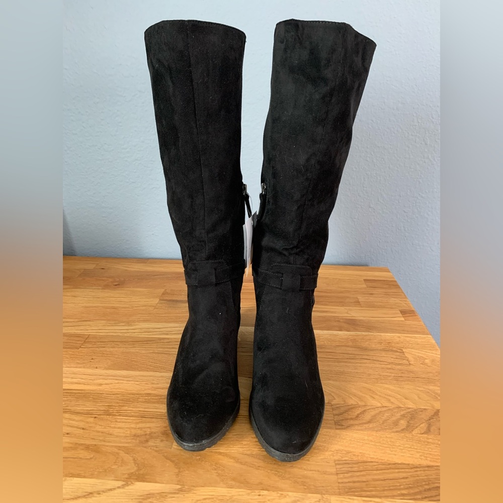 Dr. Scholl’s Black Faux Suede Wide Calf Boots